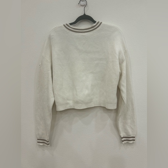 ALO YOGA tennis Club Sweater Knit V-Neck Pullover NWOT med preppy athletic - Picture 5 of 10